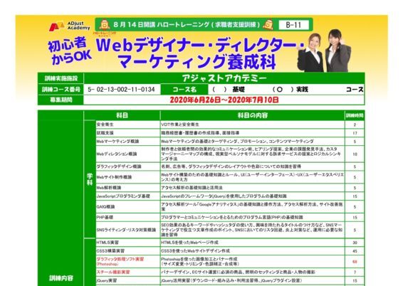 東京都で職業訓練 Webデザイナー ディレクター マーケティング養成科 ハローワークで職業訓練 ハロートレーニング と専門スクール 未経験からの転職